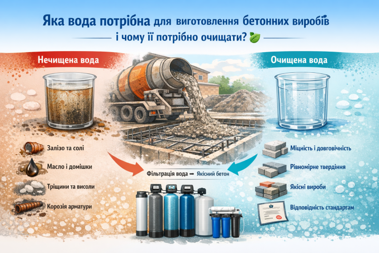 Яка вода потрібна для виготовлення бетонних виробів і чому її потрібно очищати